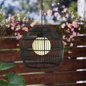 16" 13 Lights Black PE Woven Pendant