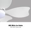 30 Inch Modern Floral Art Matte White Indoor LED Flush Mount  Small Ceiling Fan With Light and  Remote Control