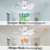 30 Inch Modern Floral Art Matte White Indoor LED Flush Mount  Small Ceiling Fan With Light and  Remote Control