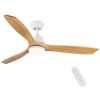 52 in. Indoor Ceiling Fan with light and Remote Control, 3 Yellow Solid Wood Blades
