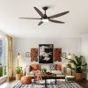 56 in. Indoor&Outdoor Integrated LED Natural Brown Ceiling Fan with Light Kit and Remote Control