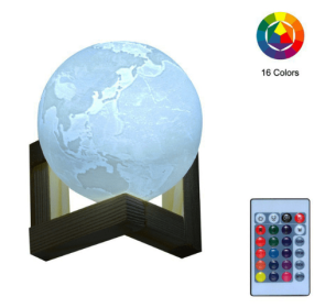 Double color touch 3D printing earth Jupiter lamp (Option: Earth-8cm-16 colors remote)