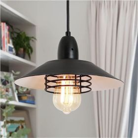 Farmhouse Vintage Pendant Light Black Fixture Pendant Lights with Spring Frame Adjustable Metal Hanging Lamp for Kitchen Island Dining Room Bedroom Li (Color: as Pic)
