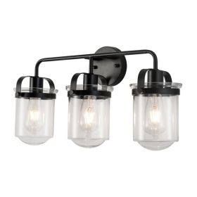 Wall Sconces Set of 3 with Clear Glass Shade,Modern Wall Sconce,Industrial Indoor Wall Light Fixture for Bathroom Living Room Bedroom Over Kitchen Sin (Color: as picture)